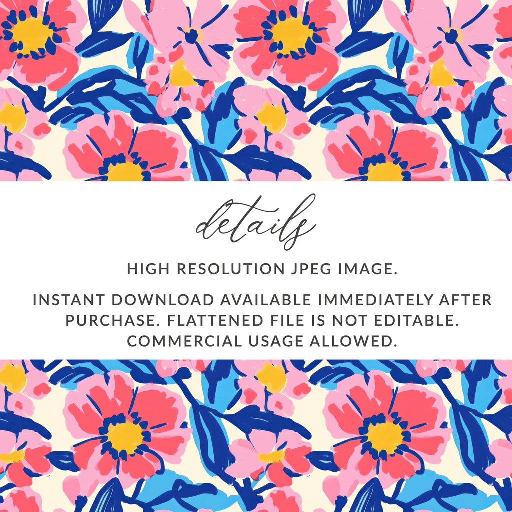 Floral pattern with "details" text and download information.