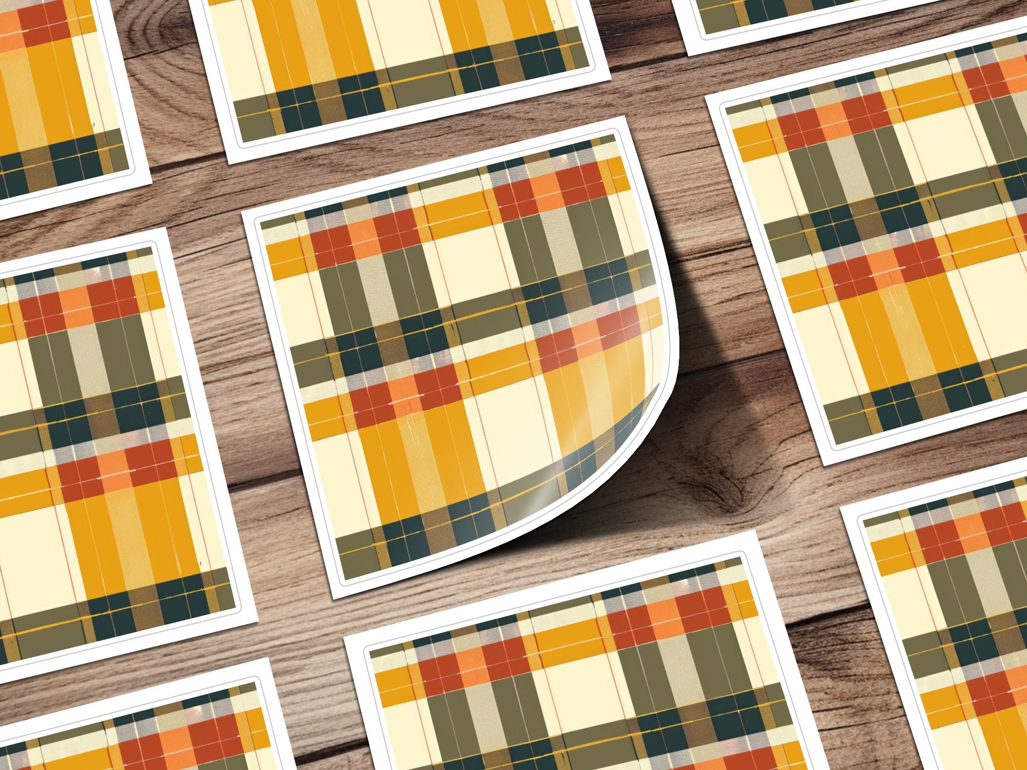 Vibrant Multicolored Plaid Design Sticker Sheet