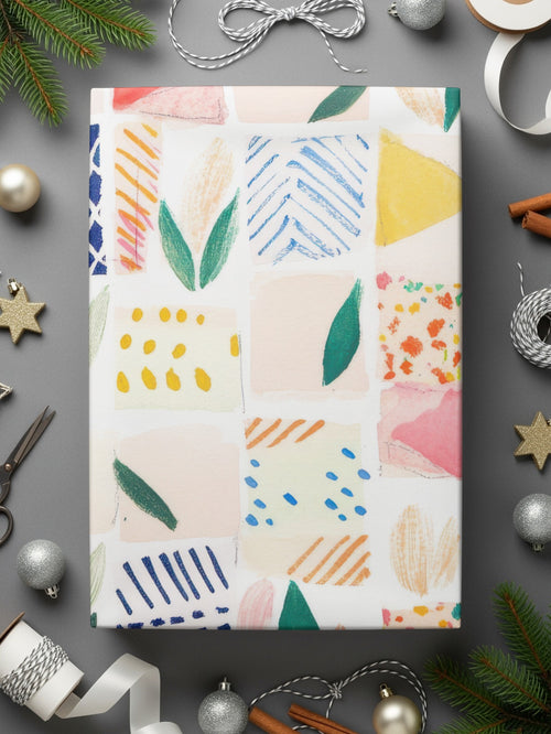 Colorful Geometric Patterned Gift Wrap for Holidays
