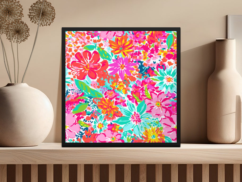 Bright Multi-Color Floral Art Print for Home Decor