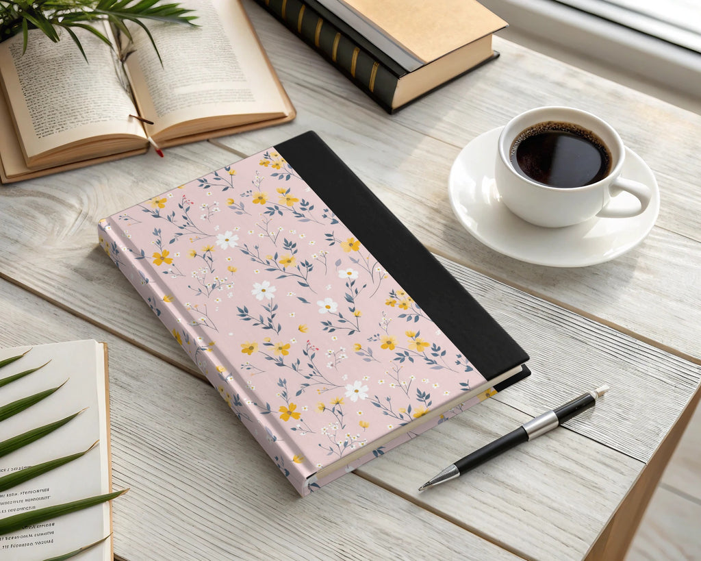 Pink Floral Hardcover Notebook for Stylish Stationery
