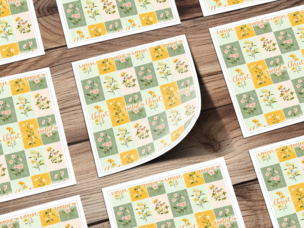 Rooted in Christ Floral Grid Design Sticker Sheets