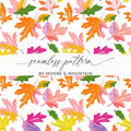 Fall Abstract Preppy Colorful Leaves Design On White Background Digital - Moore and Mountain