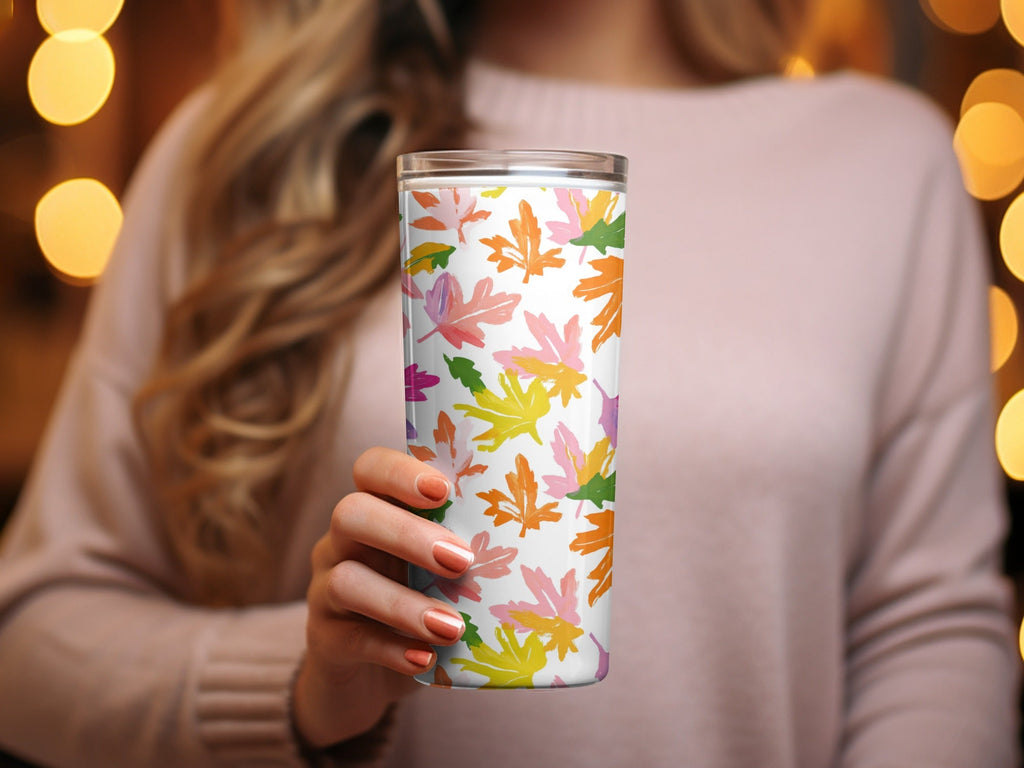 Fall Abstract Preppy Colorful Leaves Design On White Background Digital - Moore and Mountain