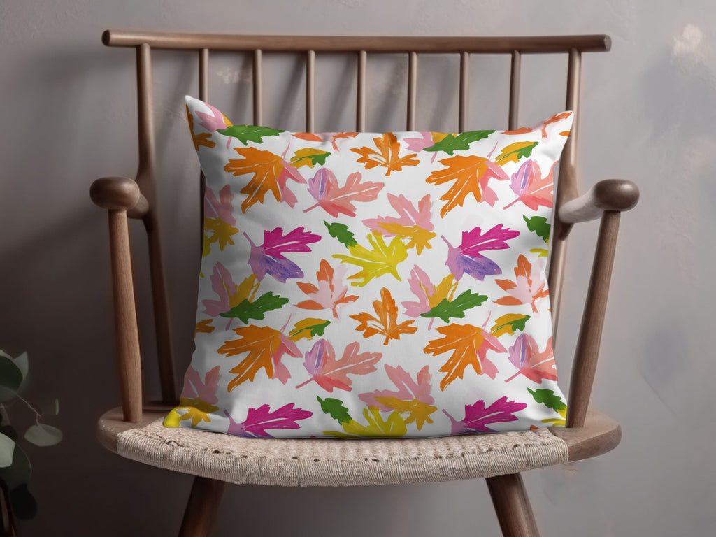 Fall Abstract Preppy Colorful Leaves Design On White Background Digital - Moore and Mountain