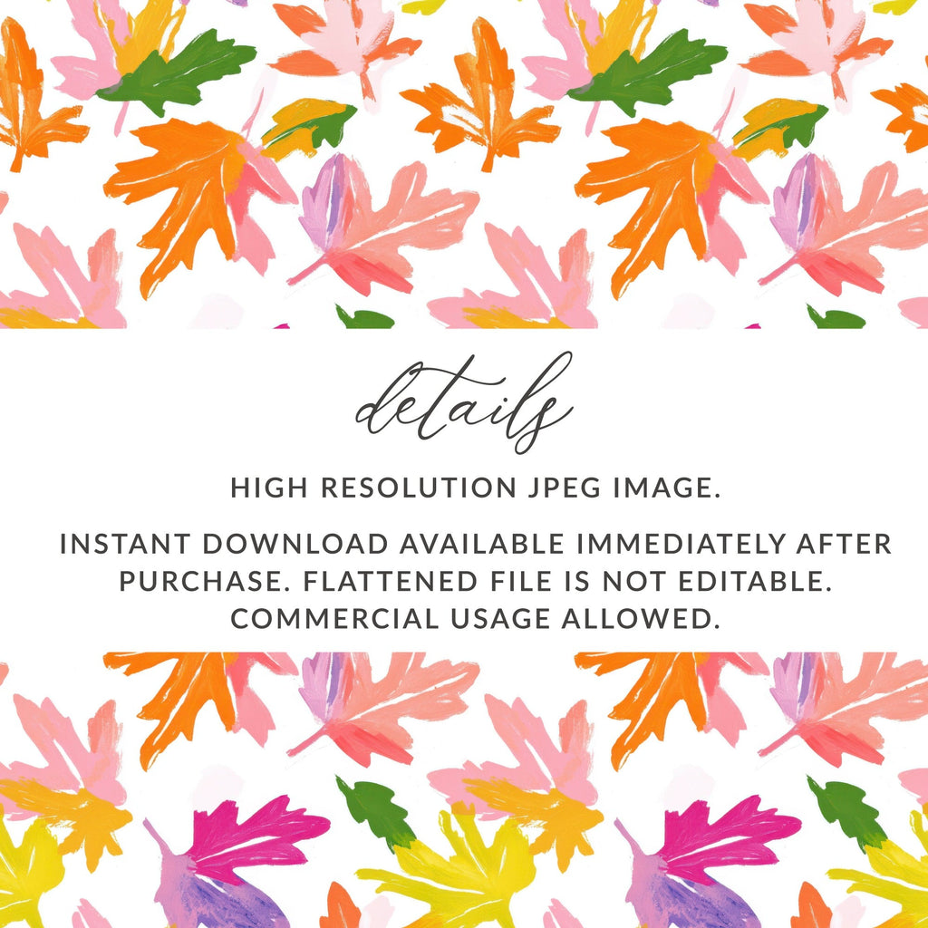 Fall Abstract Preppy Colorful Leaves Design On White Background Digital - Moore and Mountain