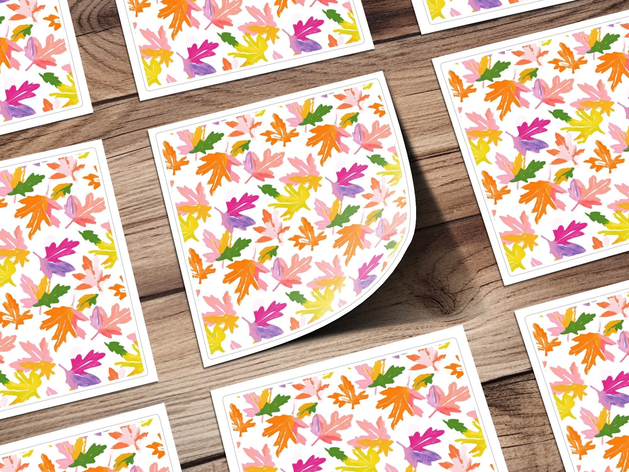 Fall Abstract Preppy Colorful Leaves Design On White Background Digital - Moore and Mountain