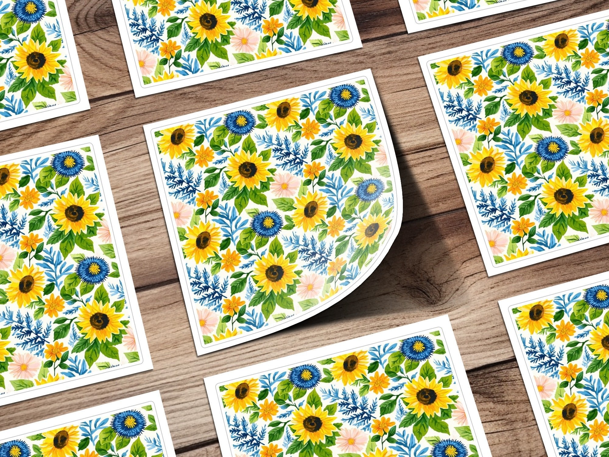 Fall Seamless Watercolor Sunflower Floral Repeat Pattern Garden Illustration - Moore and Mountain