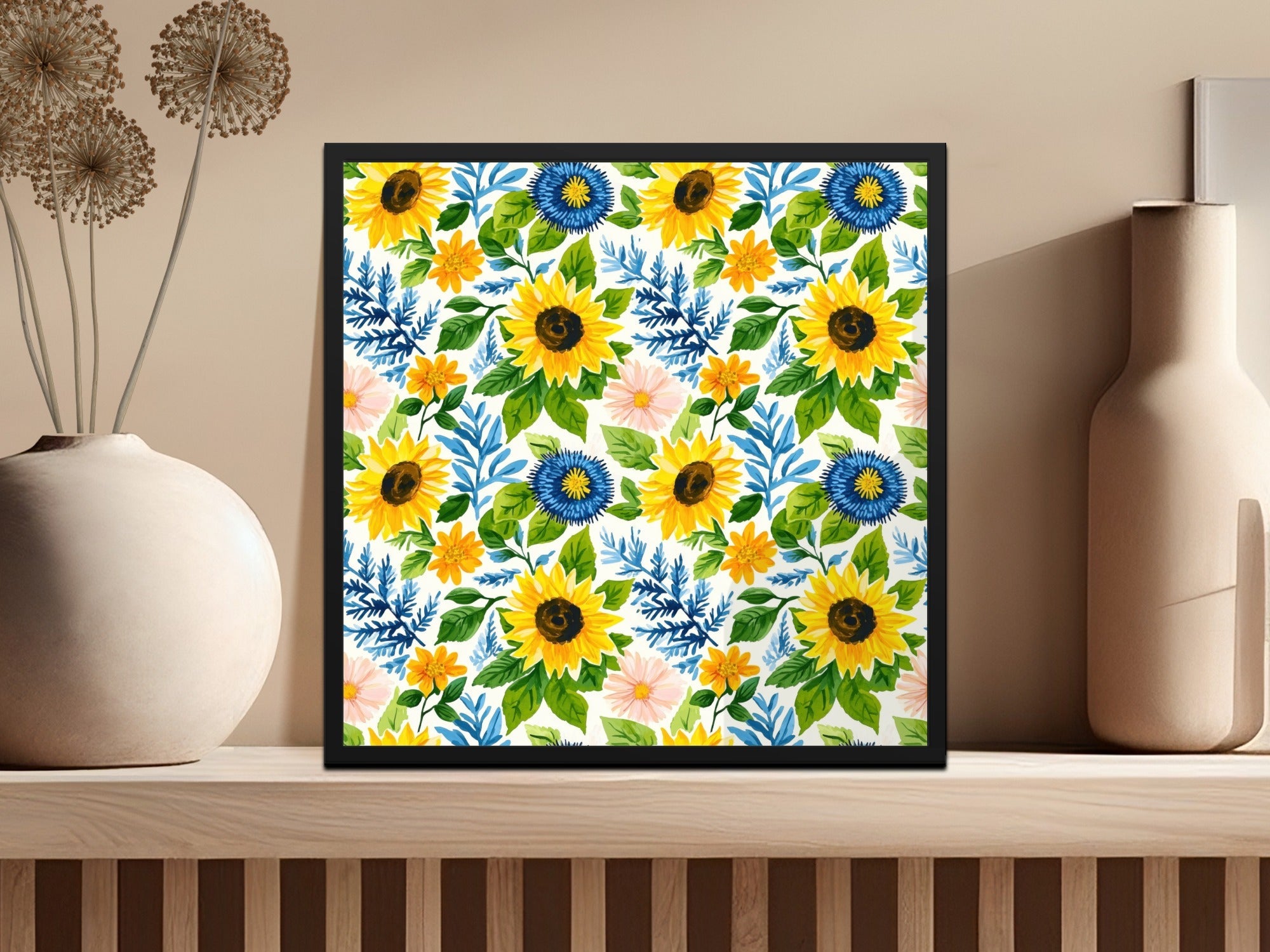 Fall Seamless Watercolor Sunflower Floral Repeat Pattern Garden Illustration - Moore and Mountain