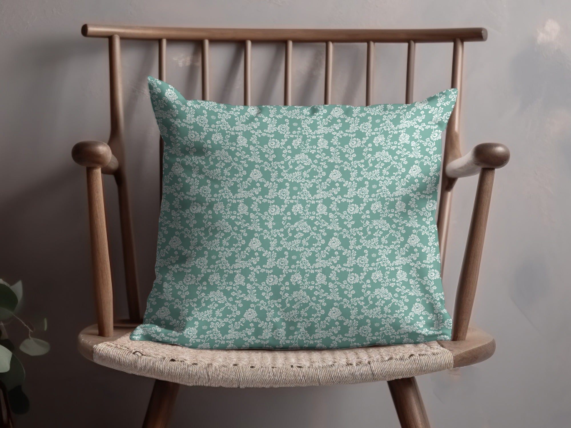 Decorative Throw Pillow with Elegant Floral Print
