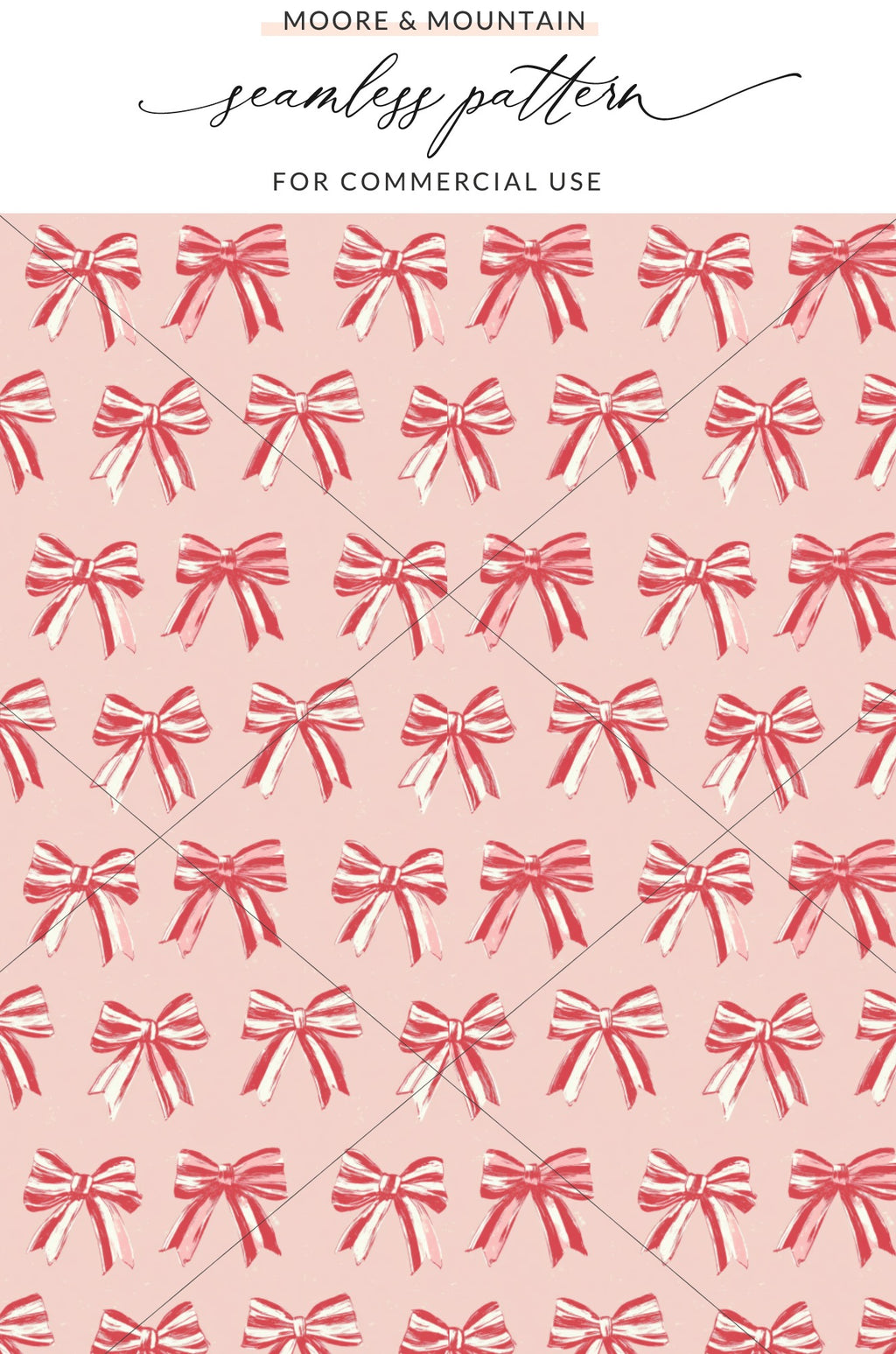 Red and Pink Striped Bow Seamless Pattern for Commercial Use