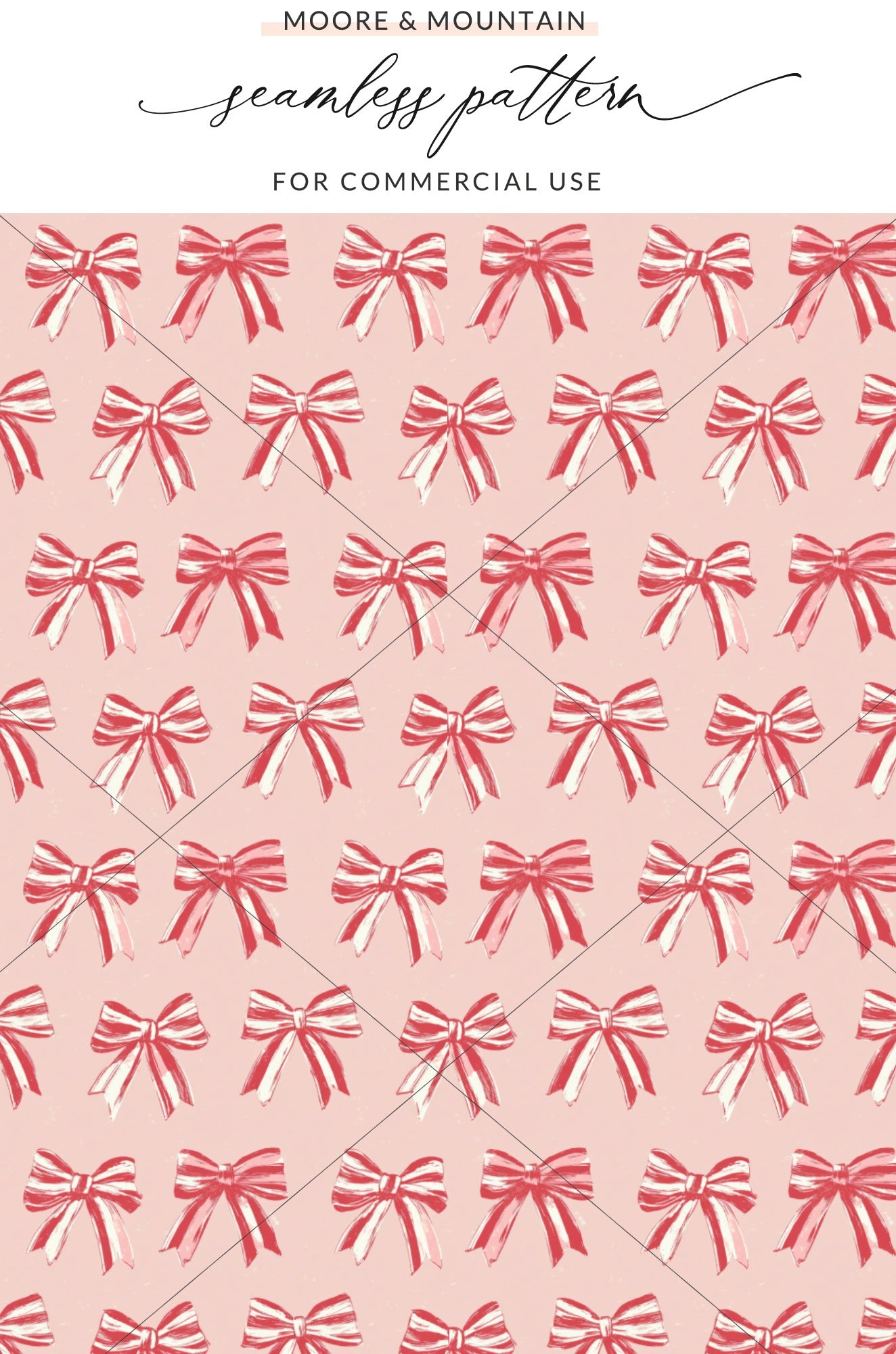 Red and Pink Striped Bow Seamless Pattern for Commercial Use