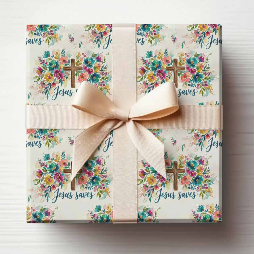 Watercolor Floral Jesus Saves Cross Wrapping Paper Product Type
Jesus
Saves
Cross
Christian
Faith
Religious
Floral
Flower
Watercolor
GiftWrap
WrappingPaper
PresentWrap
HolidayWrap
BirthdayGift
BaptismGift
CommunionGift
SpringFloral
SpiritualGift
ChurchGift
Scripture