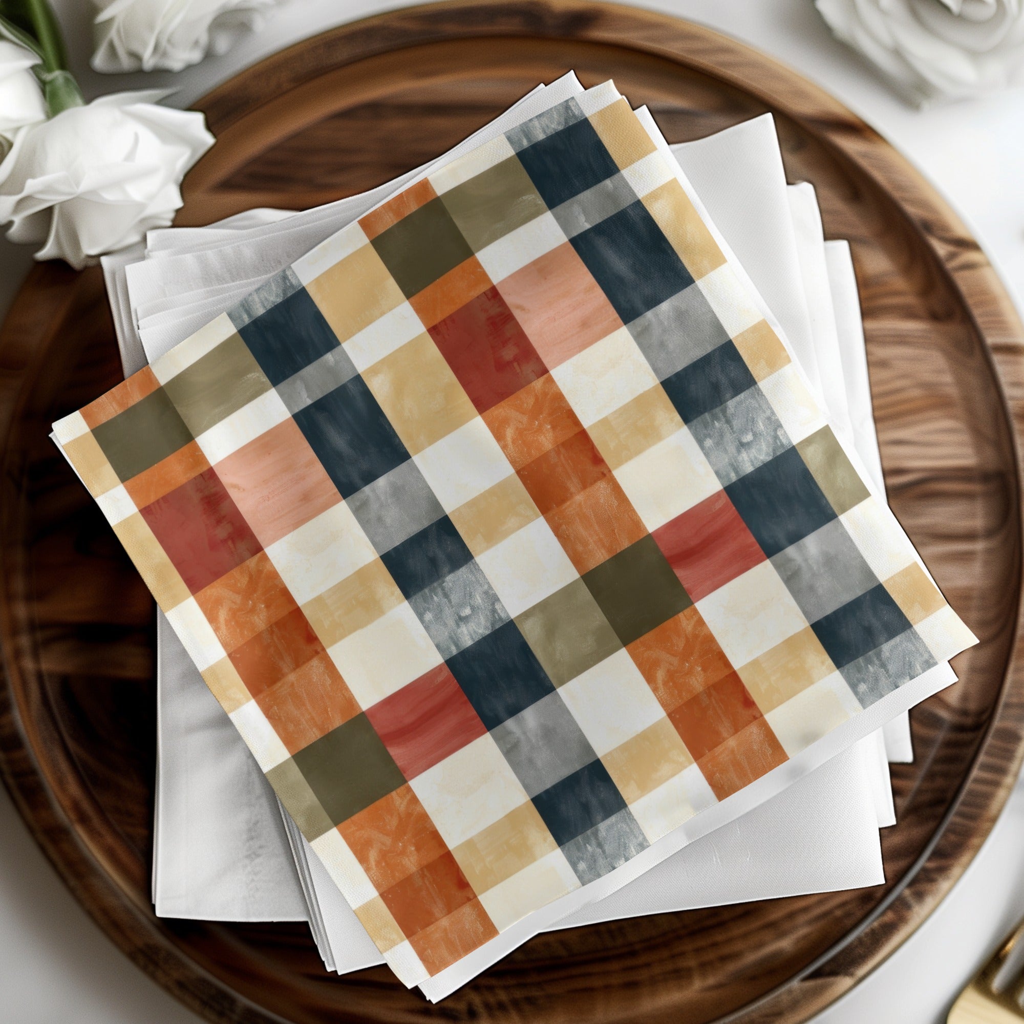 Colorful Plaid Design Decorative Napkin Set for Events