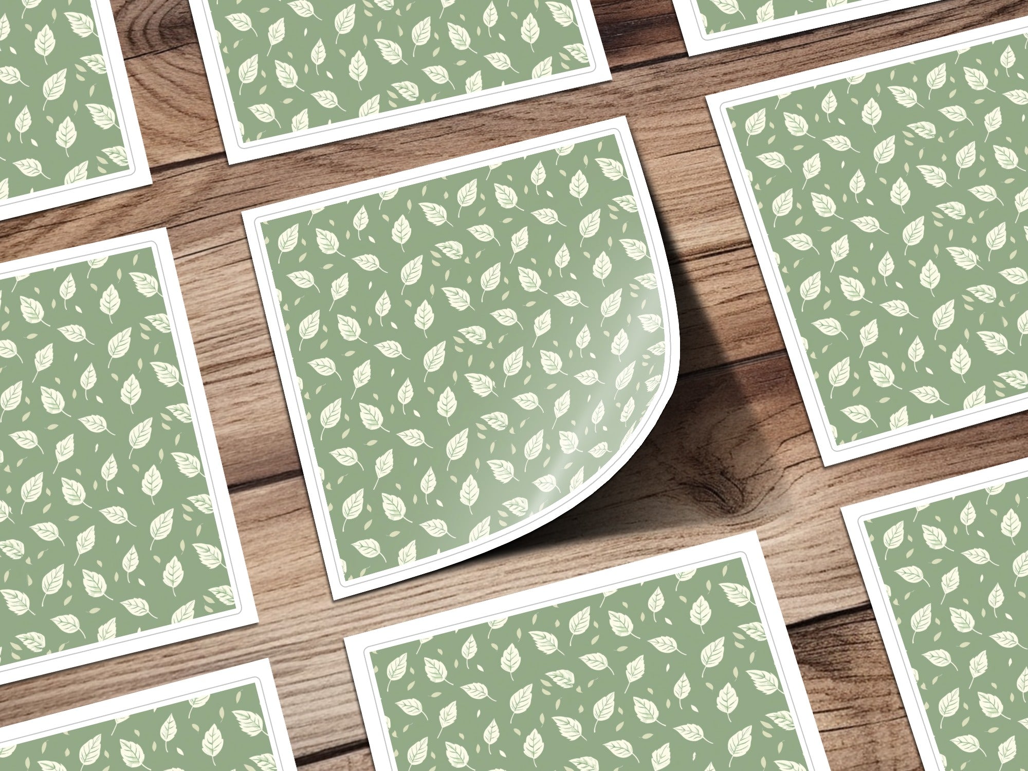 Elegant White Leaf Pattern on Green Background product