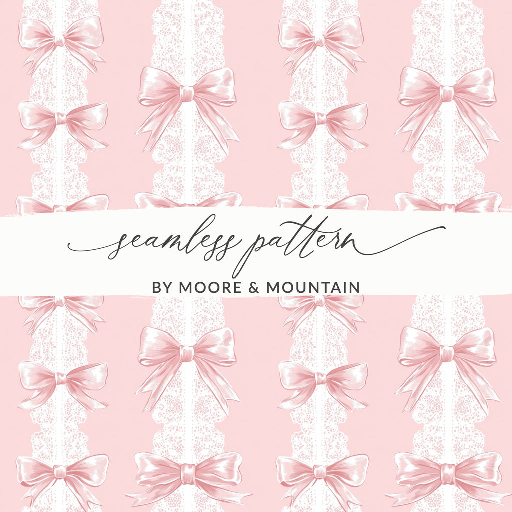 Pink Vintage Bow Design Seamless Pattern Digital Print