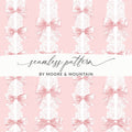 Pink Vintage Bow Design Seamless Pattern Digital Print