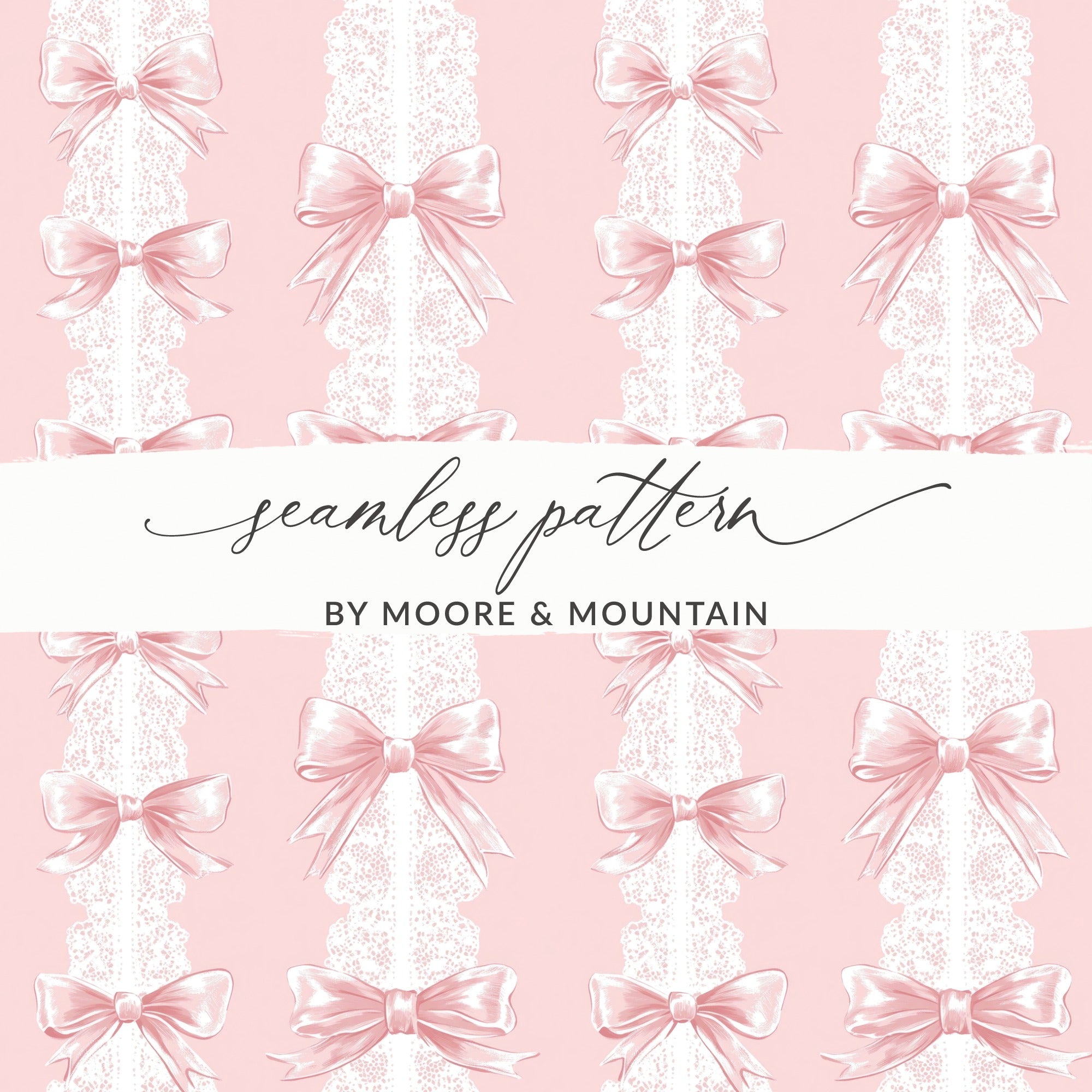 Pink Vintage Bow Design Seamless Pattern Digital Print