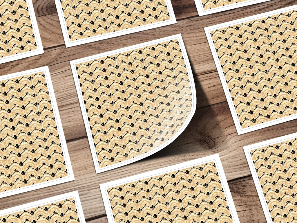 Art Deco Patterned Beige and Black Sticker Sheet