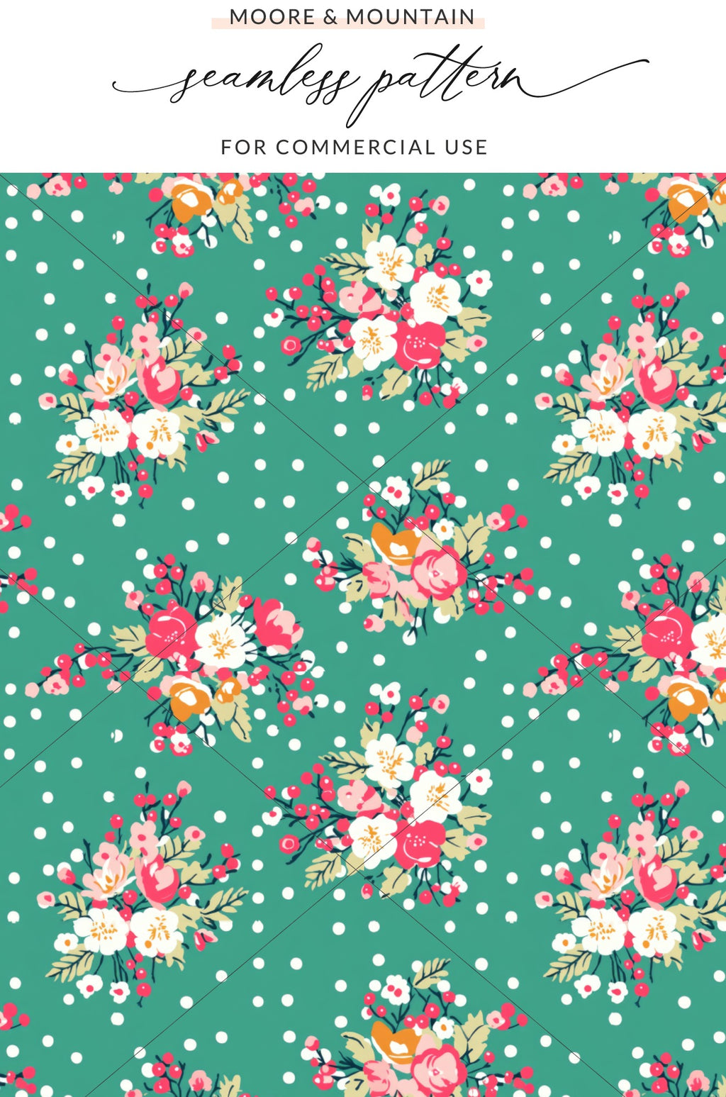 Floral and Polka Dot Seamless Pattern for Commercial Use