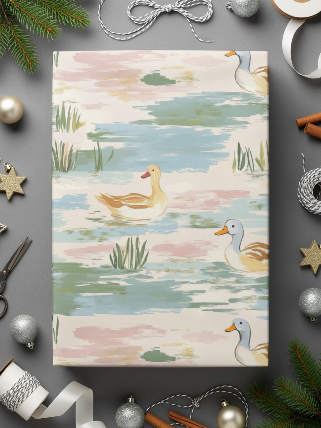 Duck Pond Digital Paper, Seamless Duck Pattern, Watercolor Style Print, Pond Life Design, Fabric Design, Nursery Art, Digital Download