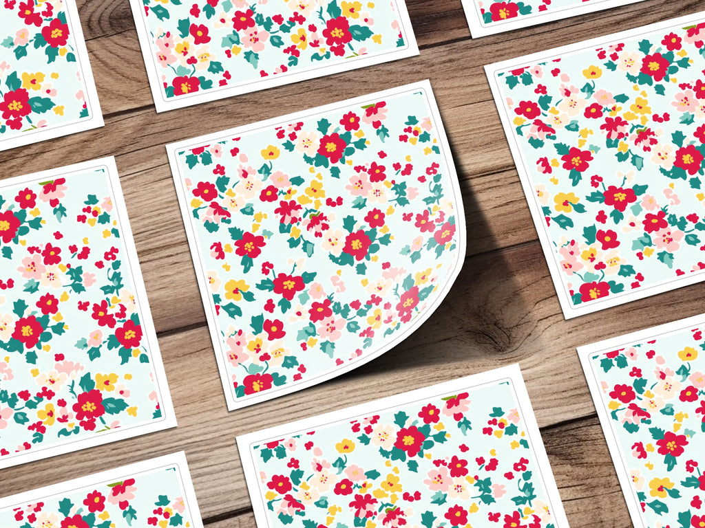 Vibrant Multicolored Floral Pattern Sticker Sheet