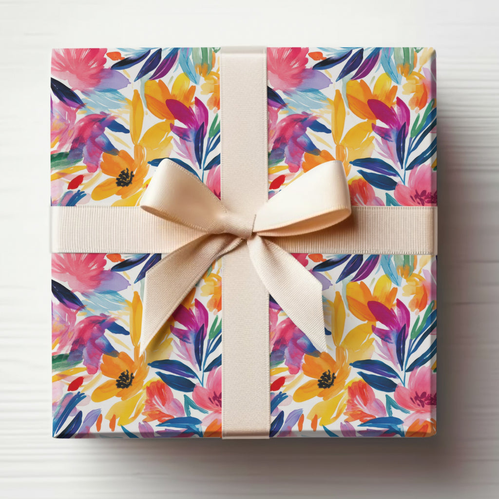Vibrant Floral Watercolor Pattern Present Packaging product type
