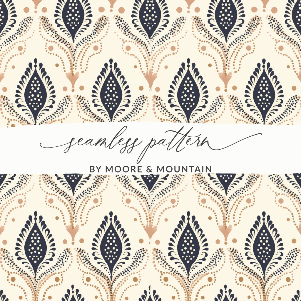 Elegant Blue and Beige Seamless Pattern Design