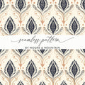 Elegant Blue and Beige Seamless Pattern Design