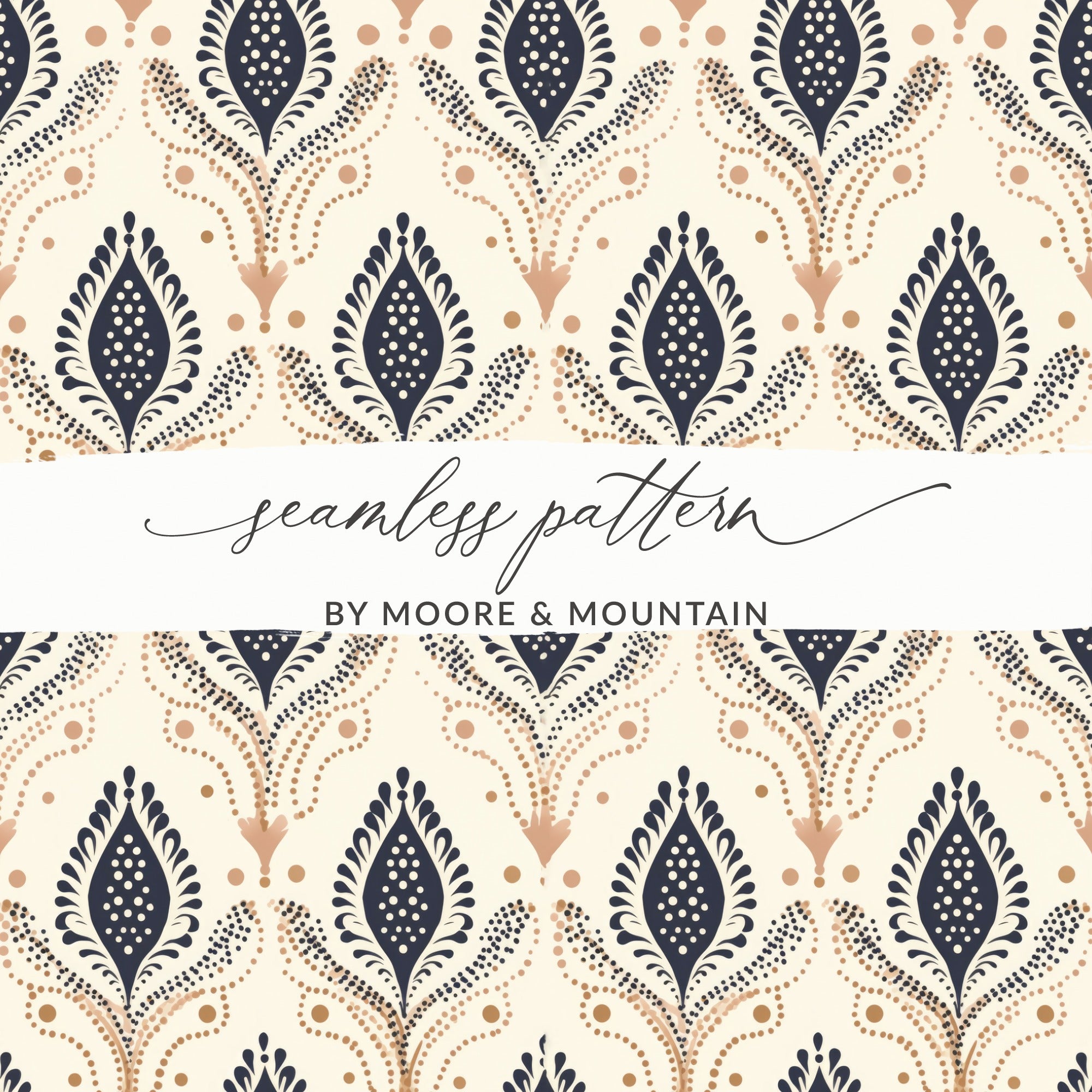 Elegant Blue and Beige Seamless Pattern Design