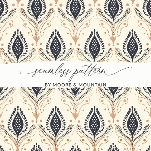 Elegant Blue and Beige Seamless Pattern Design