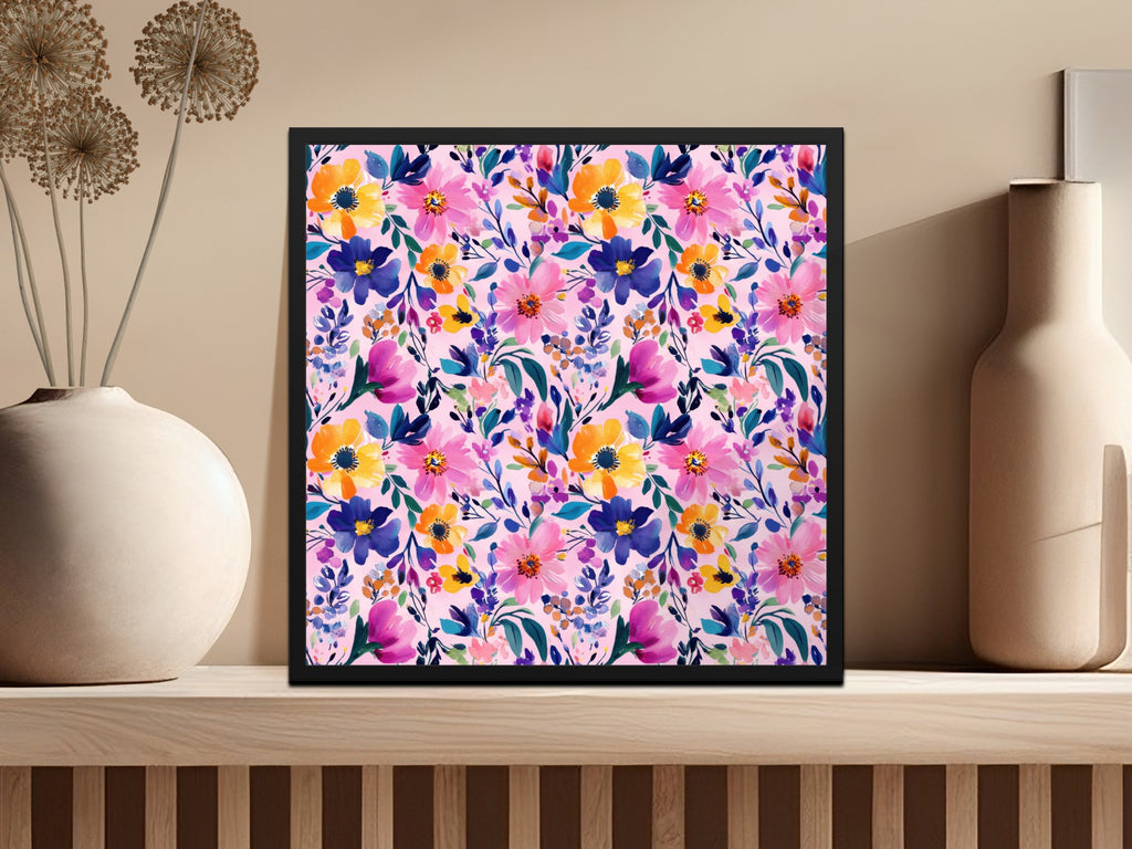 Vibrant Floral Pattern Print Wall Art