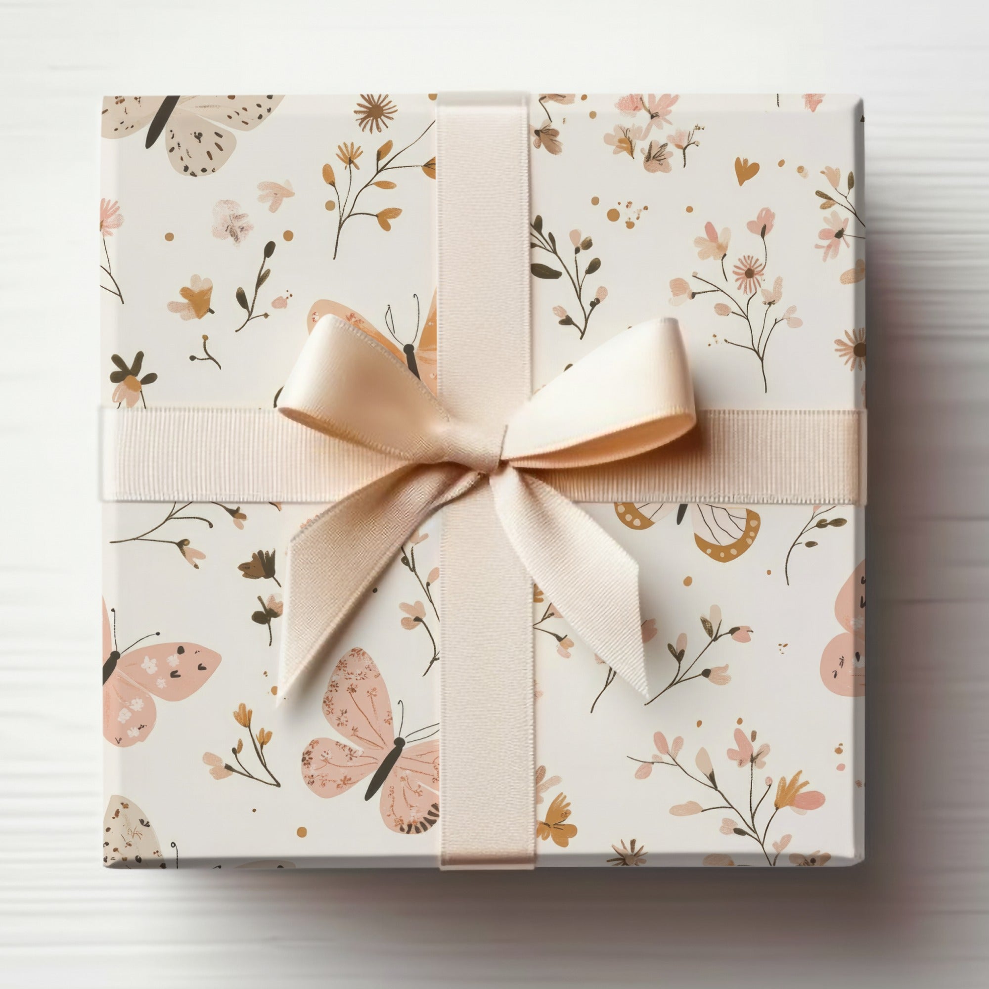 Elegant Floral and Butterfly Design Gift Wrapping Box