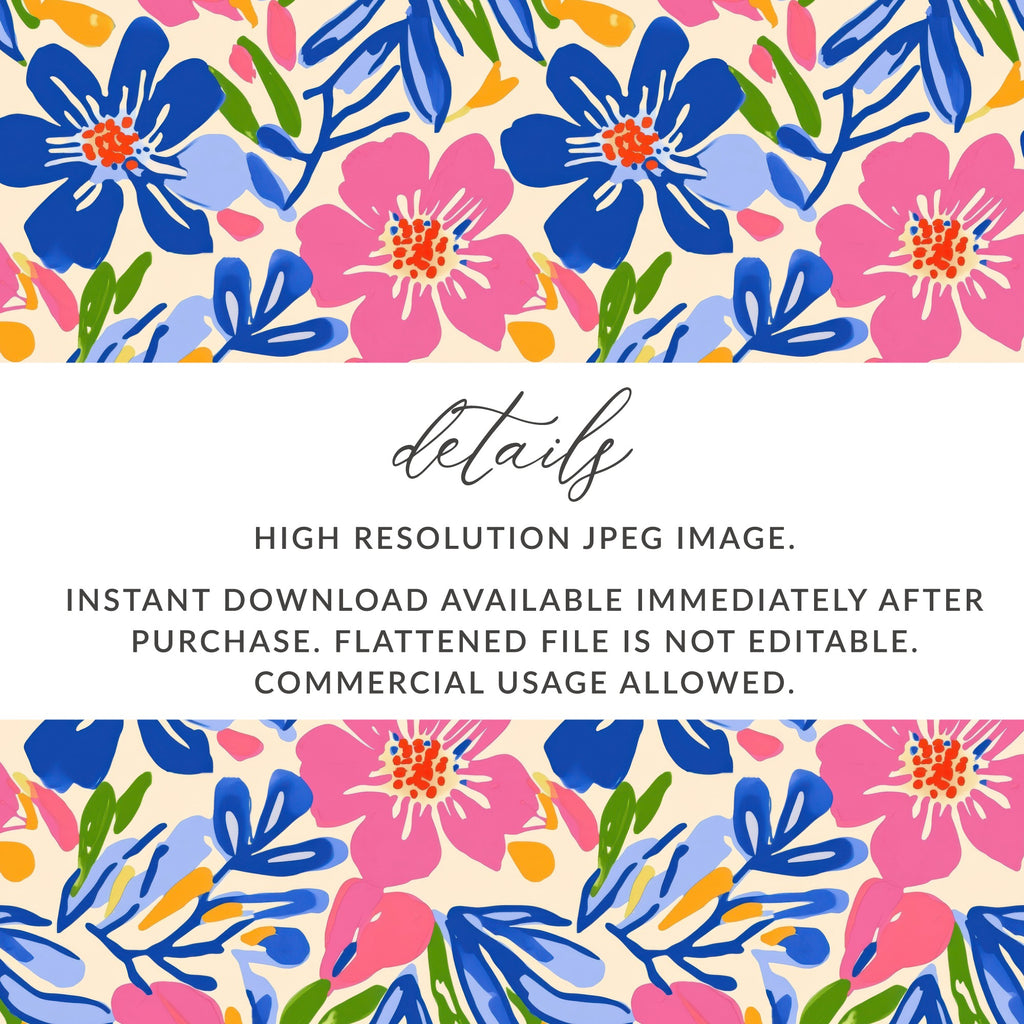 Floral pattern with text details about image format and usage.