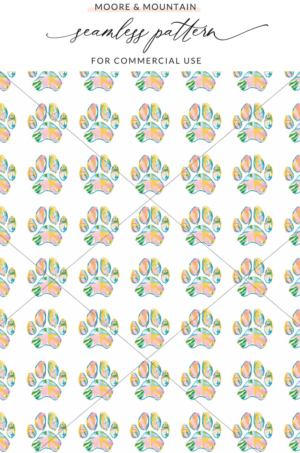 Vibrant Watercolor Animal Paw Print Seamless Design product type