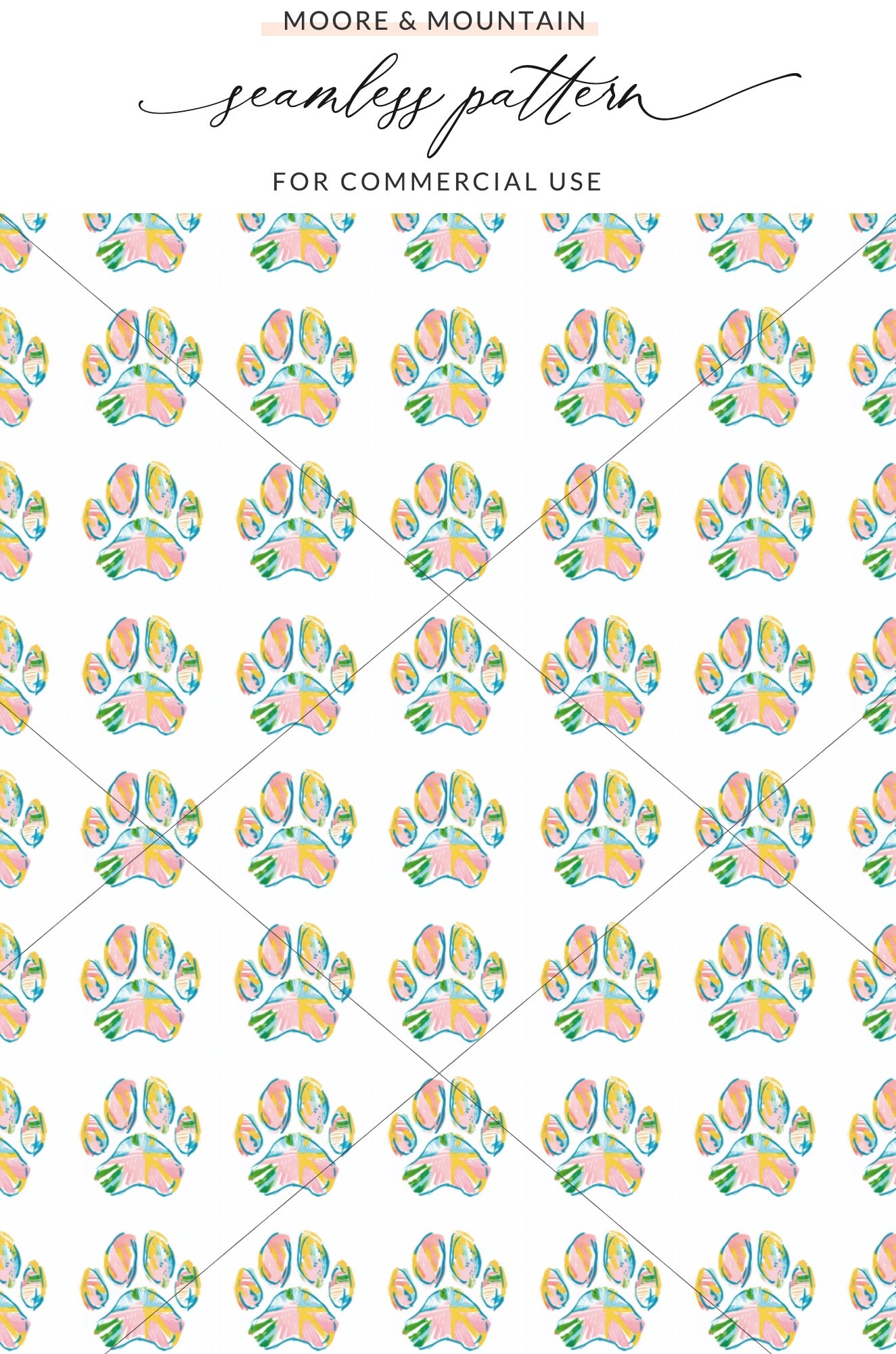 Vibrant Watercolor Animal Paw Print Seamless Design product type