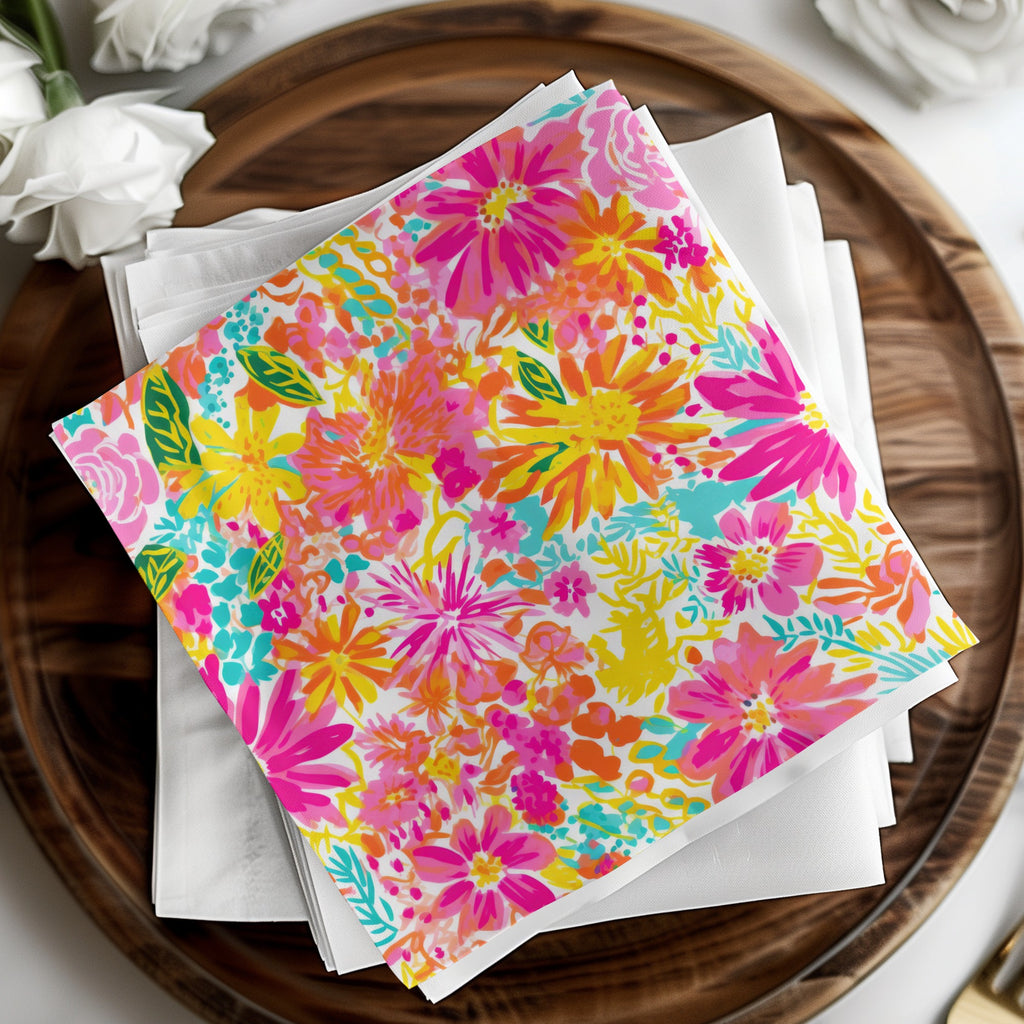 Bright and Colorful Floral Pattern Napkin Set