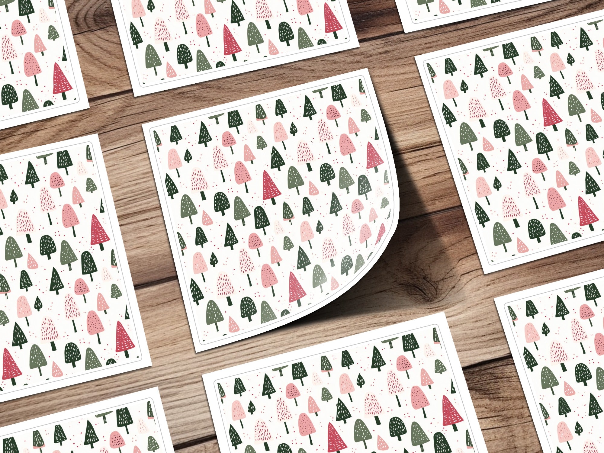 Colorful Abstract Tree Pattern Square Sticker Sheets