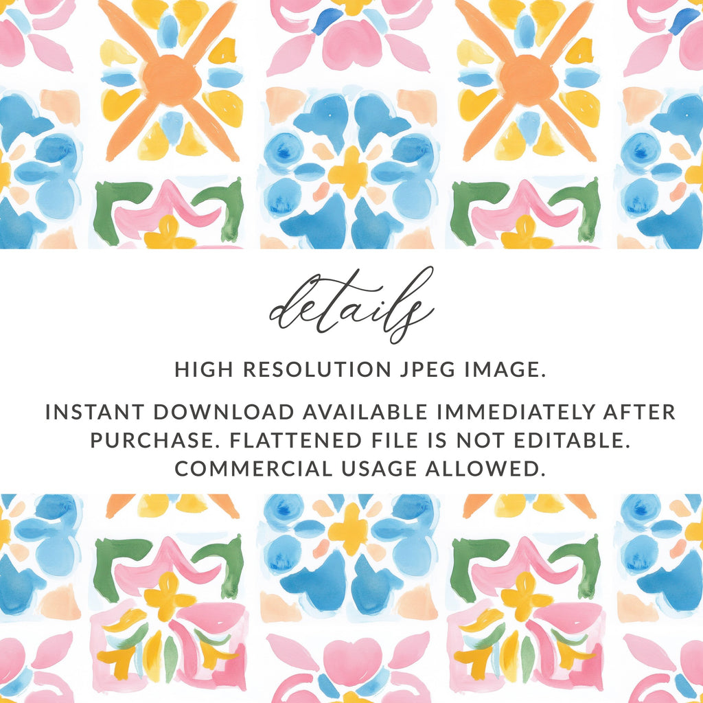 Vibrant Hand Painted Tiles Digital Image product type