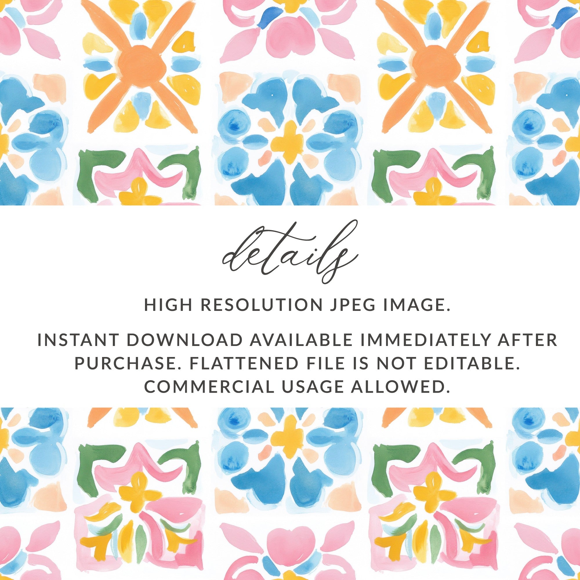 Vibrant Hand Painted Tiles Digital Image product type