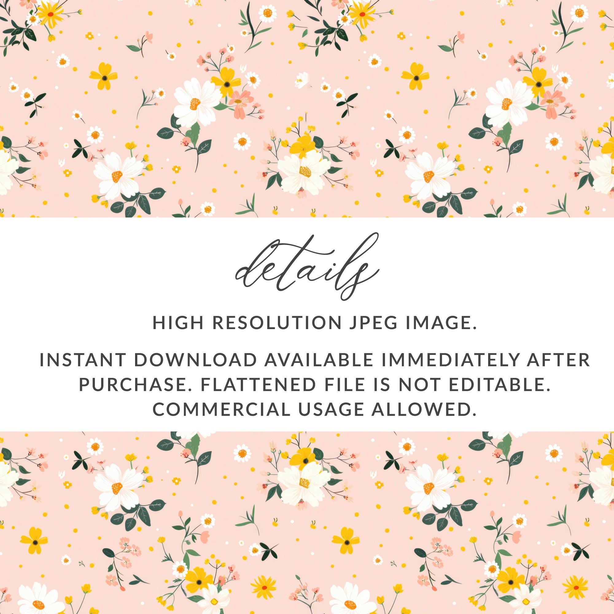 Floral Pattern High Resolution JPEG Image Instant Download