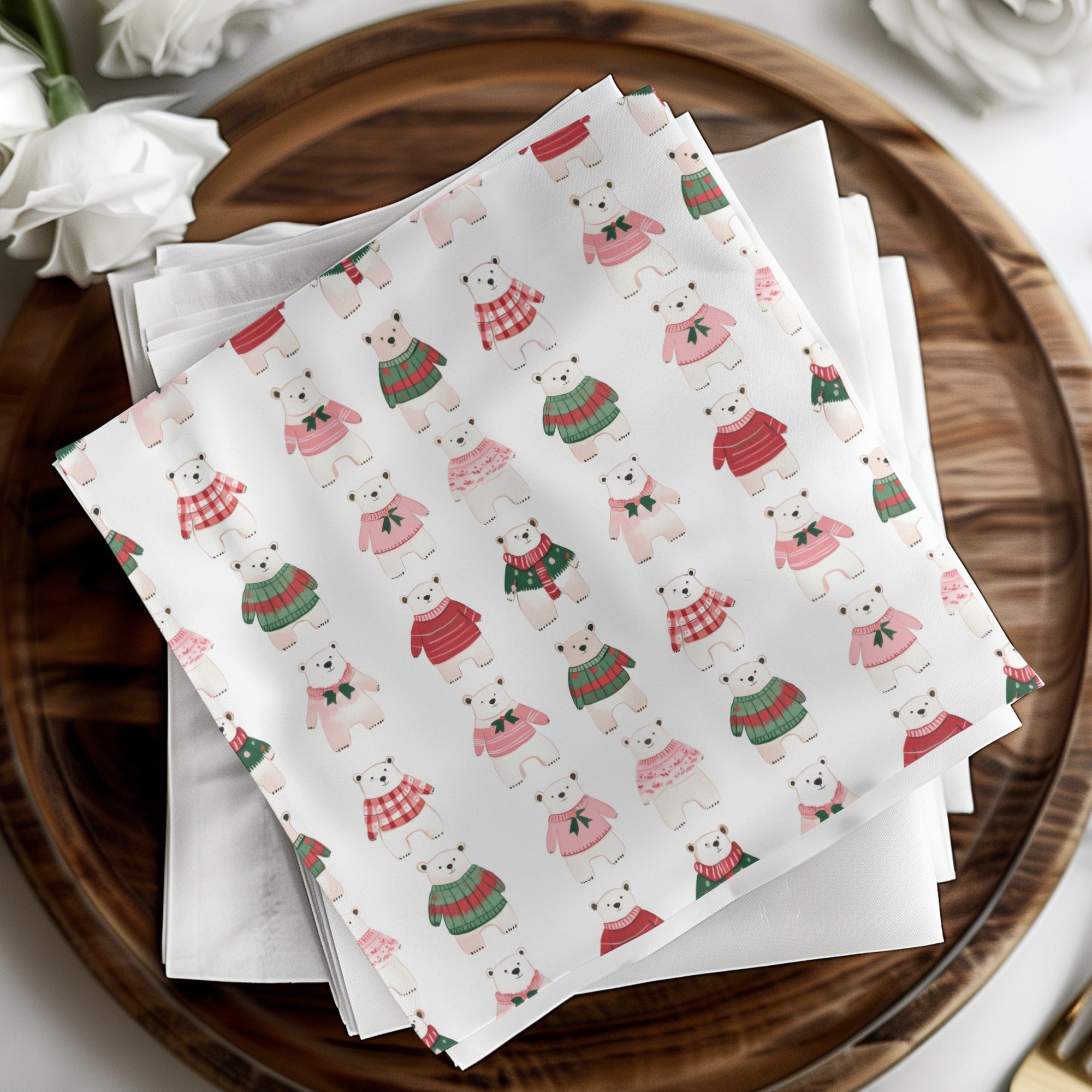 Festive Bears In Sweaters Christmas Themed Seamless Pattern Digital - Moore and Mountain