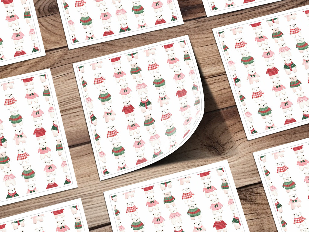 Festive Bears In Sweaters Christmas Themed Seamless Pattern Digital - Moore and Mountain