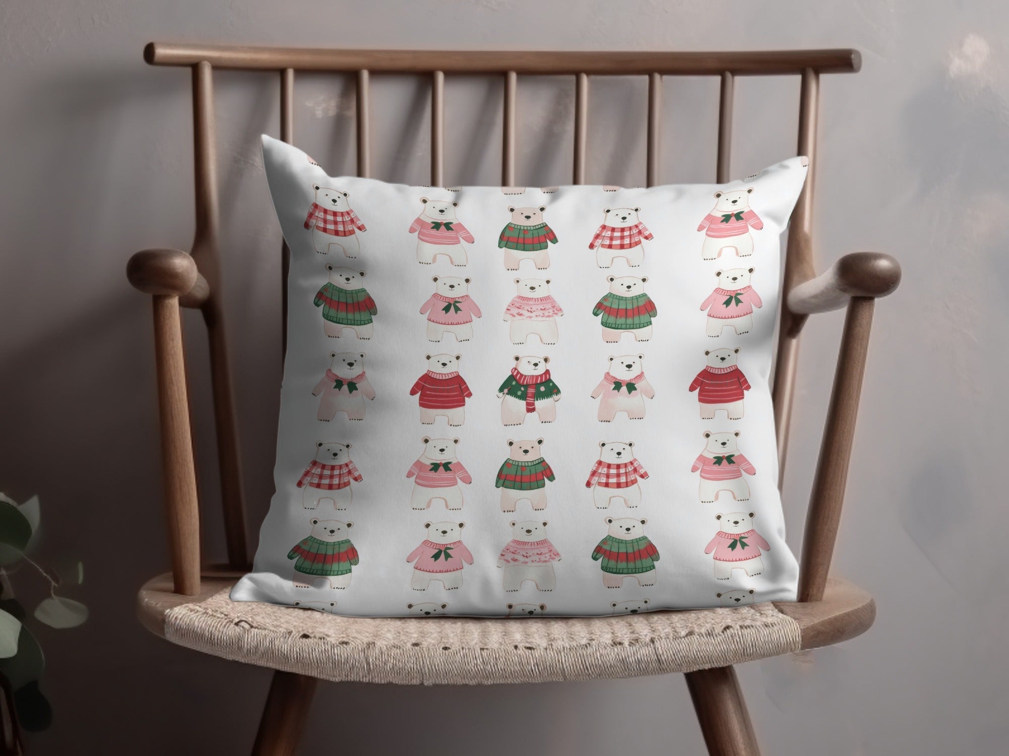 Festive Bears In Sweaters Christmas Themed Seamless Pattern Digital - Moore and Mountain