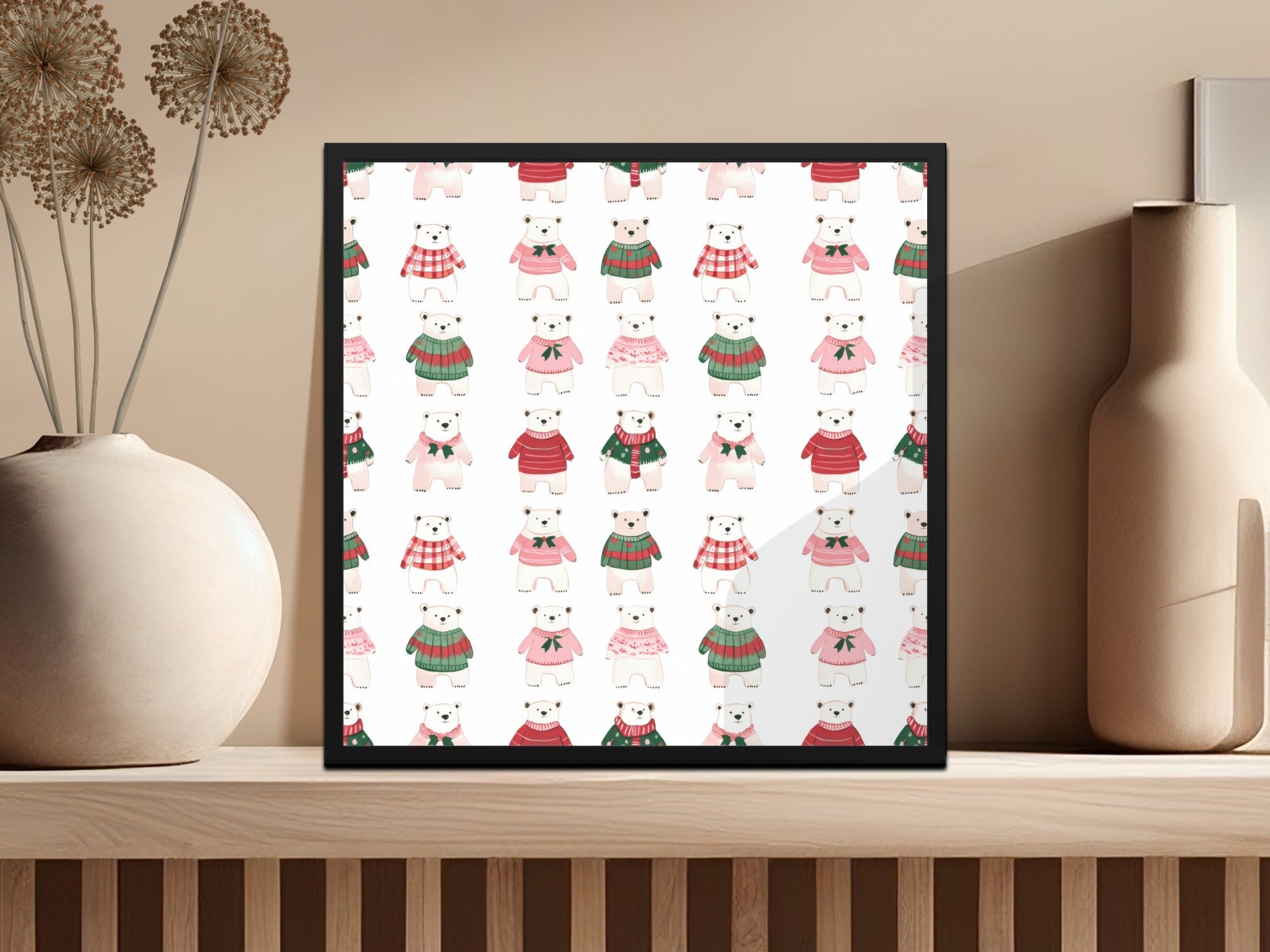 Festive Bears In Sweaters Christmas Themed Seamless Pattern Digital - Moore and Mountain