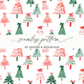 Festive Christmas Trees Illustration Seamless Pattern Digital - Moore and Mountain