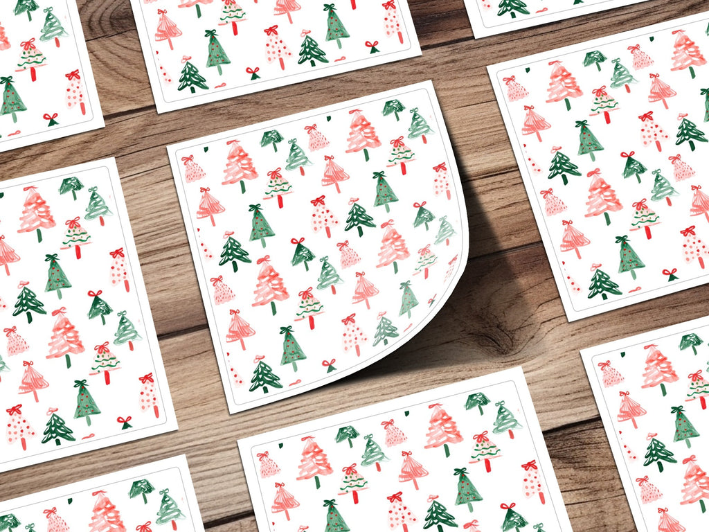 Festive Christmas Trees Illustration Seamless Pattern Digital - Moore and Mountain