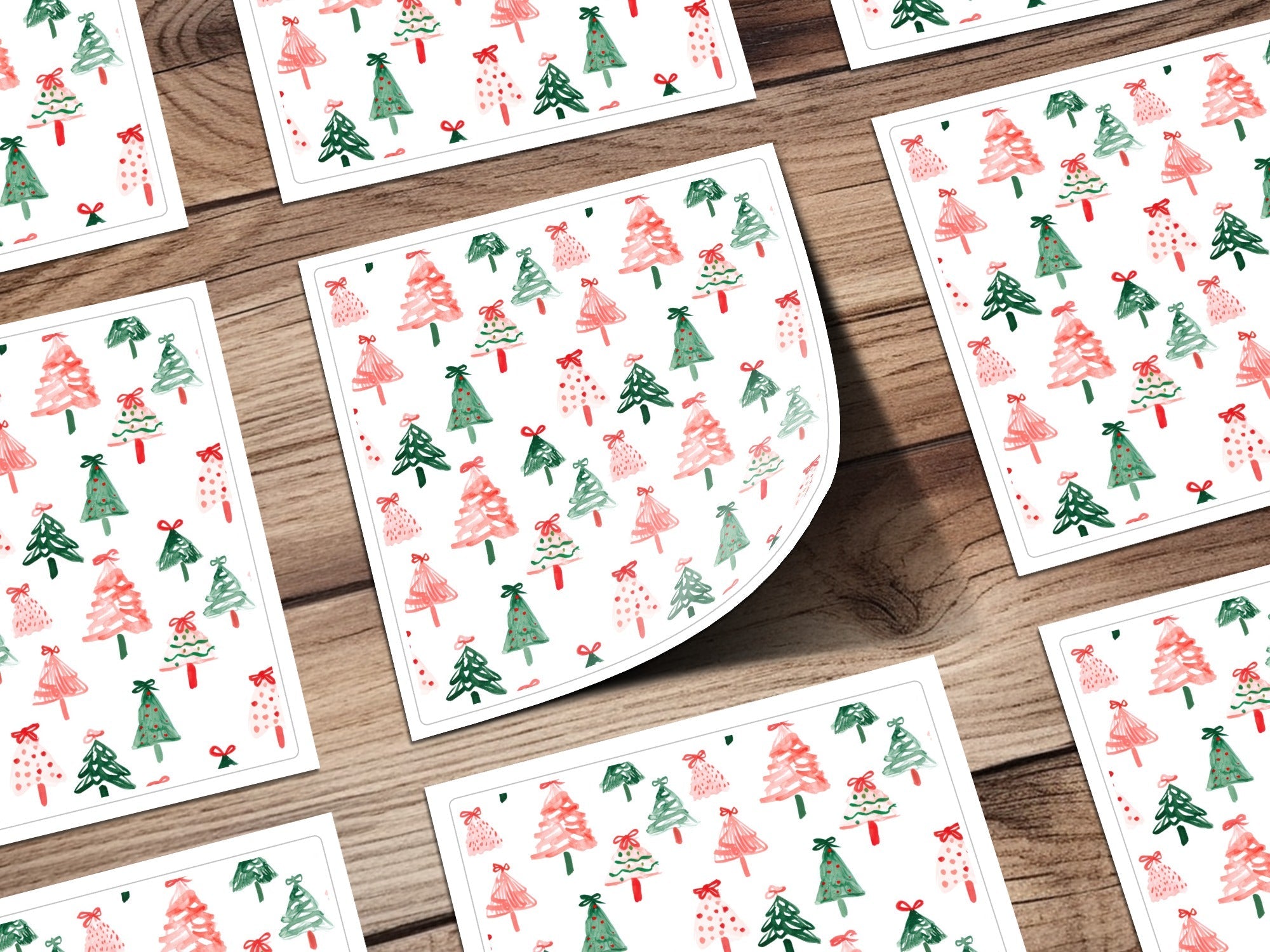 Festive Christmas Trees Illustration Seamless Pattern Digital - Moore and Mountain