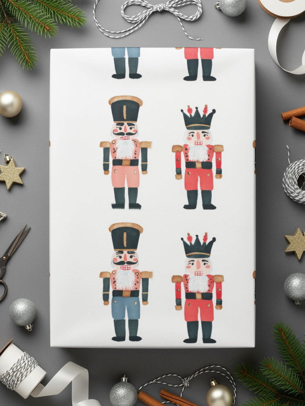 Festive Nutcracker Soldiers Watercolor Pattern Repeating Digital - Moore and Mountain