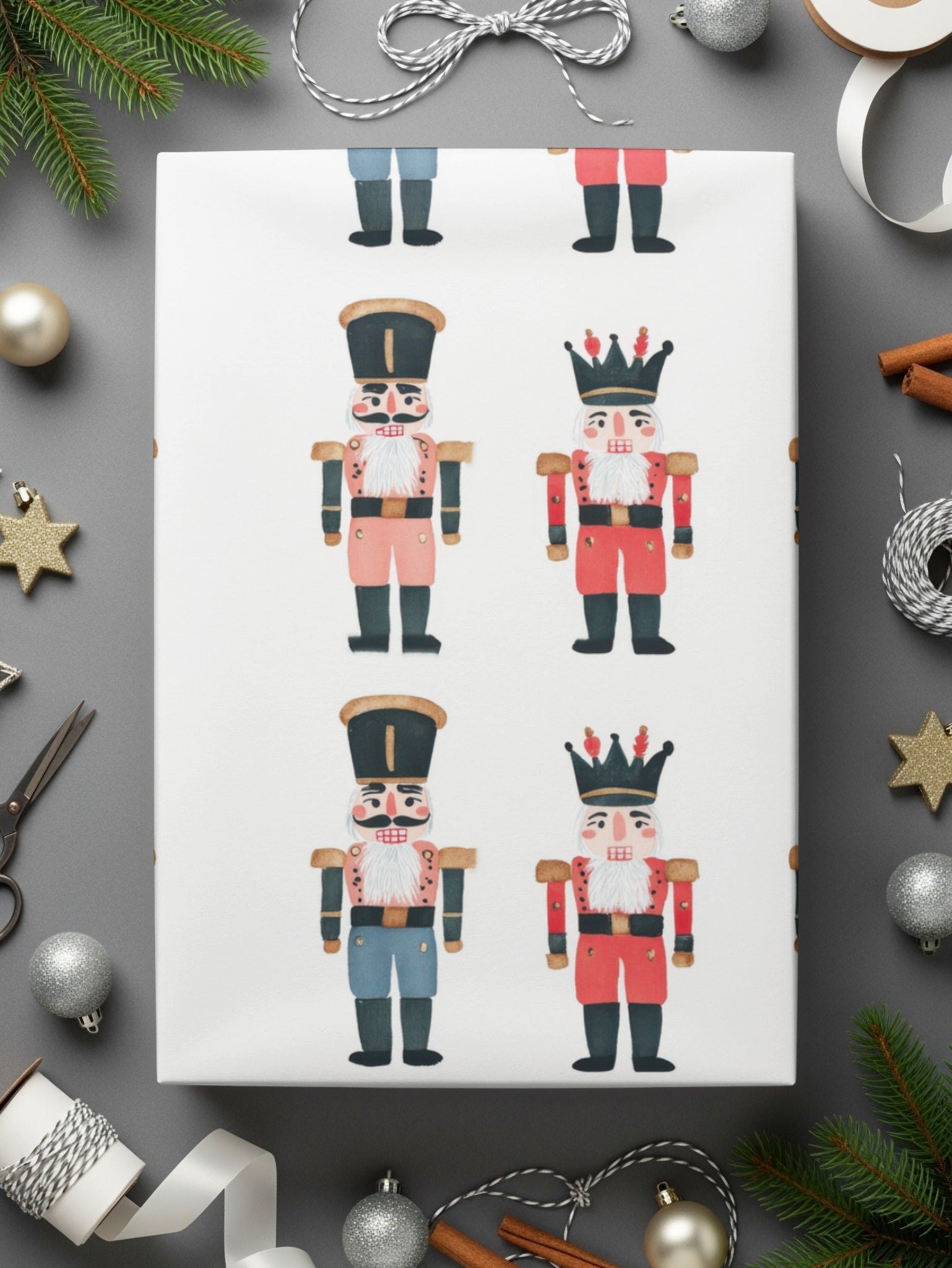 Festive Nutcracker Soldiers Watercolor Pattern Repeating Digital - Moore and Mountain